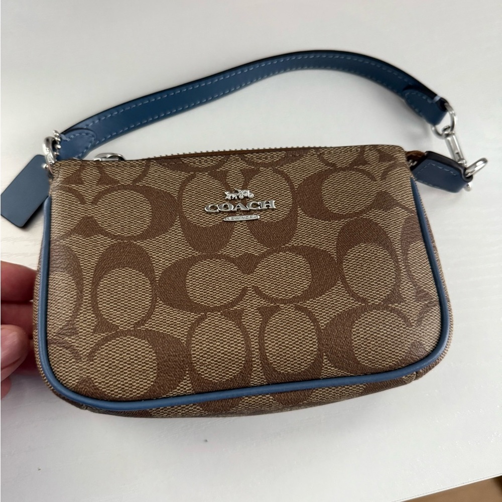 Coach Signature Brown and Blue Clutch